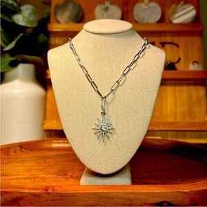 Elegant Silver Starburst Necklace